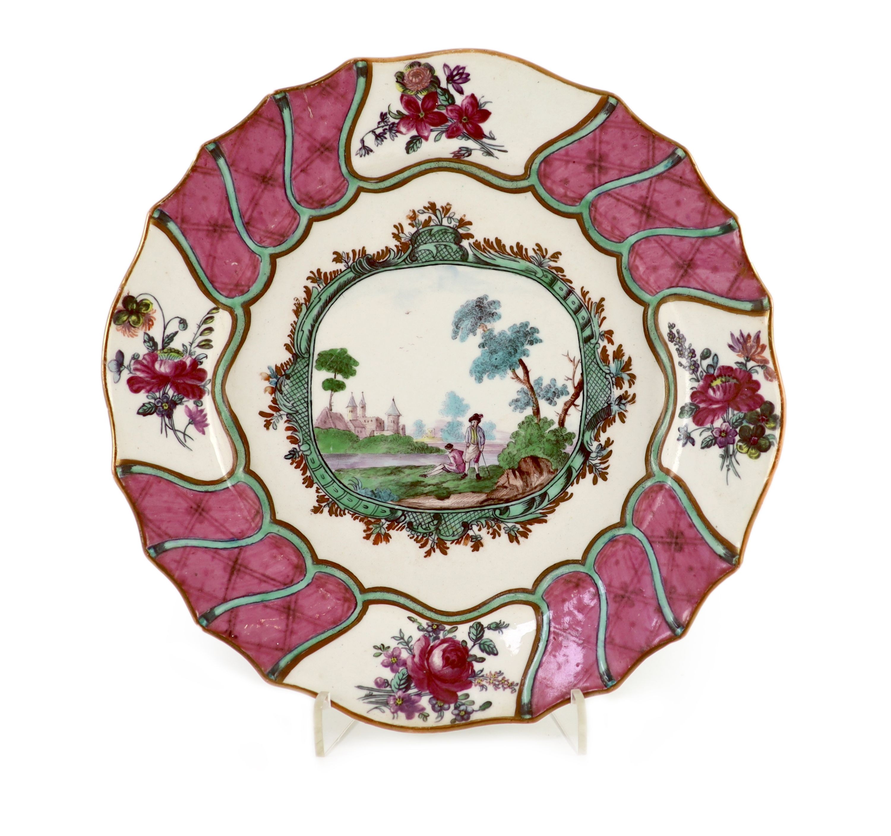 A Tournai porcelain plate, c.1760, 23cm diameter